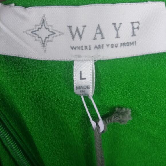 WAYF Floral Daisy Green Faux Wrap Midi Dress L - Picture 7 of 16